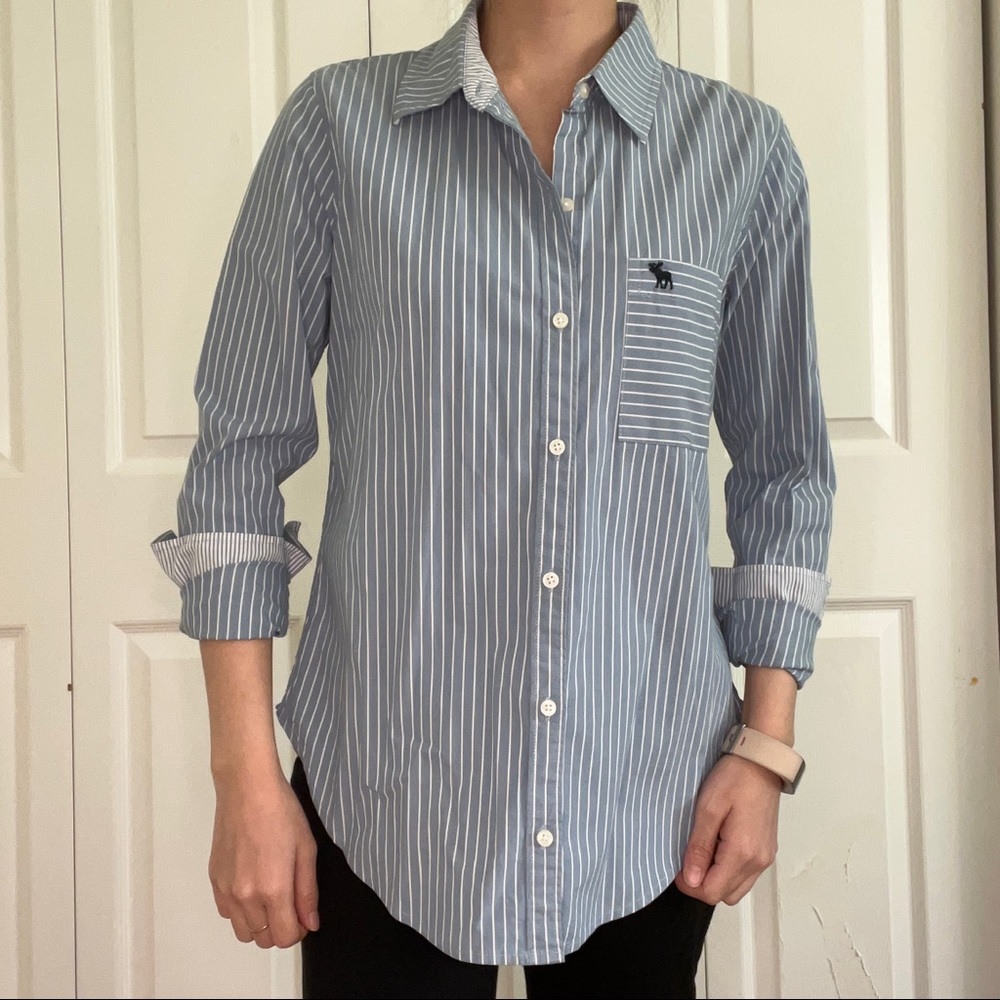 Abercrombie blue striped button down shirt